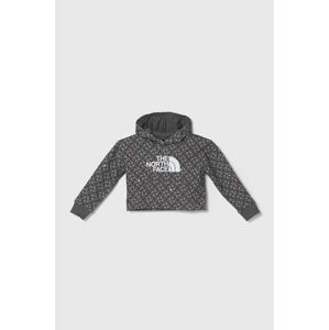 Dětská bavlněná mikina The North Face DREW PEAK LIGHT HOODIE PRINT šedá barva, s kapucí, vzorovaná