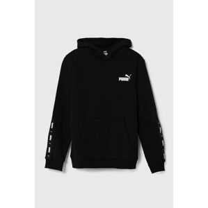 Dětská mikina Puma ESS Tape Hoodie TR černá barva, s kapucí, s potiskem