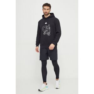 Mikina adidas pánská, černá barva, s kapucí, s potiskem, IP4071