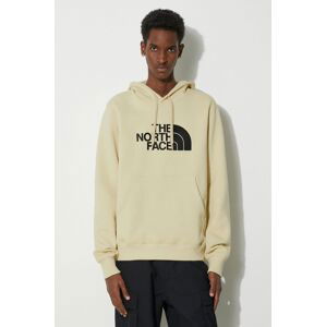 Bavlněná mikina The North Face M Drew Peak Pullover Hoodie pánská, béžová barva, s kapucí, s aplikací, NF00AHJY3X41