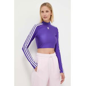 Tričko s dlouhým rukávem adidas Originals fialová barva, s pologolfem, IR8133