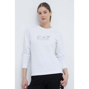 Tričko s dlouhým rukávem EA7 Emporio Armani bílá barva