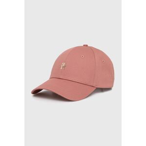Bavlněná baseballová čepice Tommy Hilfiger růžová barva, AW0AW15772