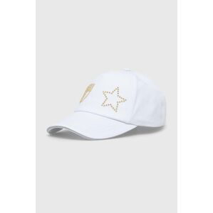 Bavlněná baseballová čepice Chiara Ferragni EYE STAR bílá barva, s aplikací, 76SBZK13
