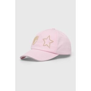 Bavlněná baseballová čepice Chiara Ferragni EYE STAR růžová barva, s aplikací, 76SBZK13