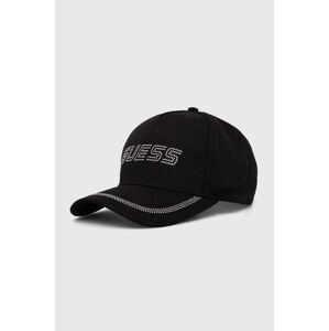 Bavlněná baseballová čepice Guess RHINESTONES černá barva, s aplikací, V4GZ00 WFKN0