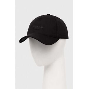 Bavlněná baseballová čepice Calvin Klein černá barva, s aplikací