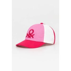 Bavlněná baseballová čepice United Colors of Benetton růžová barva