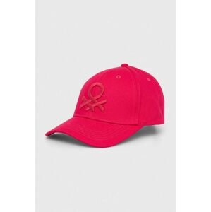 Bavlněná baseballová čepice United Colors of Benetton růžová barva, s aplikací