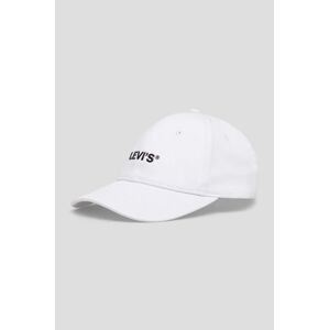 Bavlněná baseballová čepice Levi's bílá barva, s aplikací