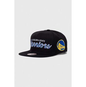 Čepice s vlněnou směsí Mitchell&Ness NBA GOLDEN STATE WARRIORS černá barva, s aplikací