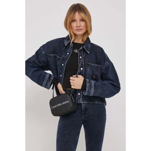 Džínová bunda Calvin Klein Jeans dámská, tmavomodrá barva, přechodná, oversize, J20J222478
