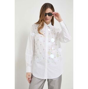 Bavlněná košile Pinko bílá barva, relaxed, s klasickým límcem, 102476.A1P1
