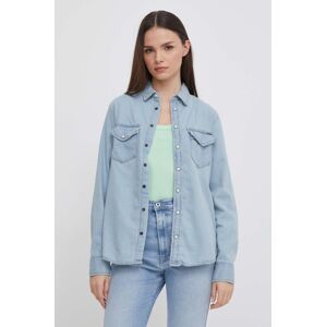 Džínová košile Pepe Jeans Ivy dámská, regular, s klasickým límcem, PL304846PF8