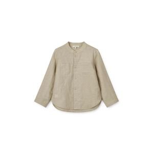 Dětská košile s příměsí lnu Liewood Flynn Linen Shirt béžová barva