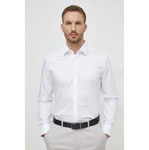 Bavlněná košile BOSS bílá barva, regular, s klasickým límcem, 50512842