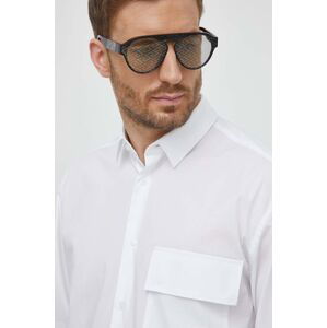 Košile Calvin Klein pánská, bílá barva, relaxed, s klasickým límcem