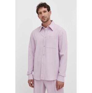 Košile Won Hundred pánská, růžová barva, regular, s klasickým límcem