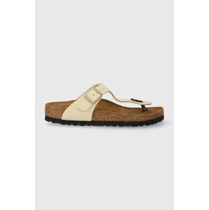 Nubukové žabky Birkenstock Gizeh béžová barva, na plochém podpatku, 1026600