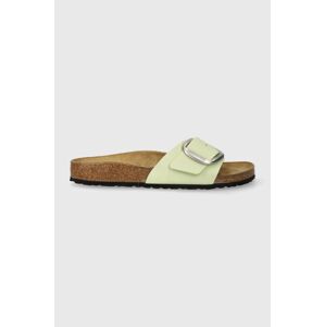 Kožené pantofle Birkenstock Madrid Big Buckle dámské, zelená barva, 1026564