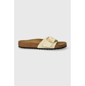 Kožené pantofle Birkenstock Madrid Big Buckle dámské, béžová barva, 1026574