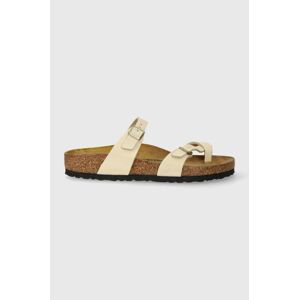 Nubukové žabky Birkenstock Mayari béžová barva, na plochém podpatku, 1026613