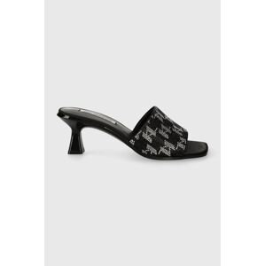 Pantofle Karl Lagerfeld PANACHE II dámské, černá barva, na podpatku, KL30112