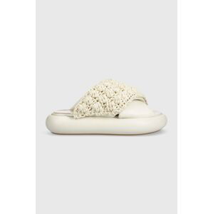 Pantofle JW Anderson Crochet Twister dámské, béžová barva, na platformě, ANW42027A