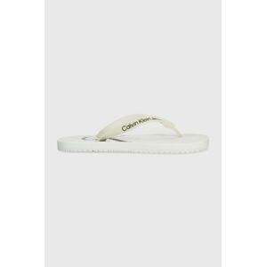 Žabky Calvin Klein Jeans BEACH SANDAL MONOLOGO TPU dámské, bílá barva, na plochém podpatku, YW0YW01246