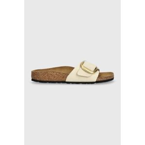 Nubukové pantofle Birkenstock Madrid Big Buckle béžová barva, 1026604