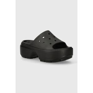 Pantofle Crocs Stomp Slide dámské, černá barva, na platformě, 209346