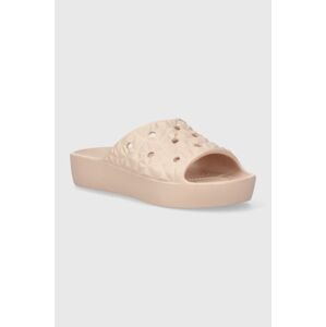 Pantofle Crocs Classic Platform Geometric Slide dámské, růžová barva, na platformě, 209564