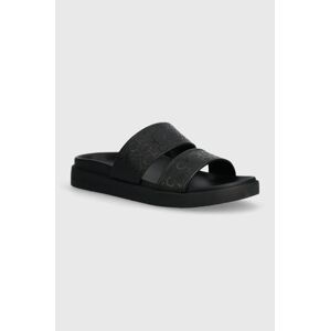 Pantofle Calvin Klein FLAT SLIDE EPI MONO dámské, černá barva, HW0HW01957