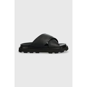 Kožené pantofle UGG Capitelle Crossband dámské, černá barva, 1152672
