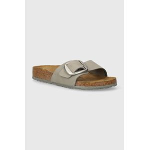 Nubukové pantofle Birkenstock Madrid Big Buckle šedá barva, 1022176