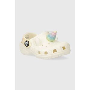 Dětské pantofle Crocs CLASSIC IAM RAINBOW UNICORN CLOG béžová barva