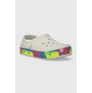 Dětské pantofle Crocs OFF COURT GLITTER BAND CLOG šedá barva