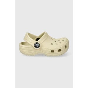 Dětské pantofle Crocs CLASSIC CLOG béžová barva