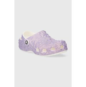 Dětské pantofle Crocs CLASSIC IRIDESCENT GEO CLOG fialová barva