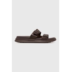 Kožené pantofle Tommy Hilfiger D DENSITY BUCKLE SANDAL pánské, hnědá barva, FM0FM05005