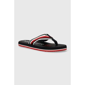 Žabky Tommy Hilfiger MASSAGE FOOTBED OLY BEACH SANDAL pánské, tmavomodrá barva, FM0FM05025