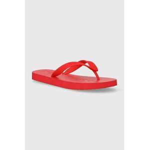 Žabky Tommy Jeans TJM BEACH FLIP FLOP pánské, červená barva, EM0EM01392