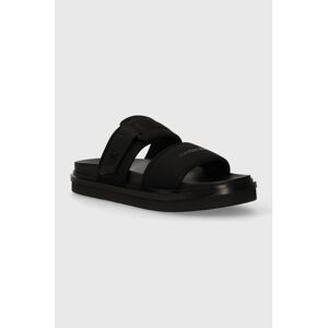 Pantofle Calvin Klein Jeans DOUBLE BAR SANDAL WB IN BR pánské, černá barva, YM0YM00946