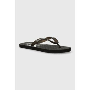 Žabky Calvin Klein Jeans BEACH SANDAL GLOSSY pánské, černá barva, YM0YM00952