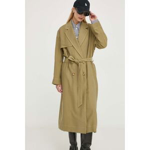 Trench kabát PS Paul Smith dámský, zelená barva, přechodný, oversize