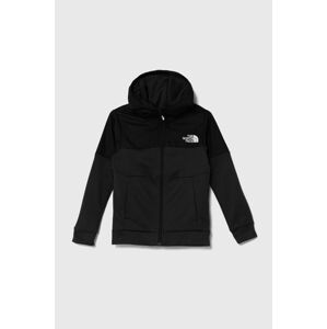 Dětská mikina The North Face MOUNTAIN ATHLETICS FULL ZIP HOODIE černá barva, s kapucí, s potiskem