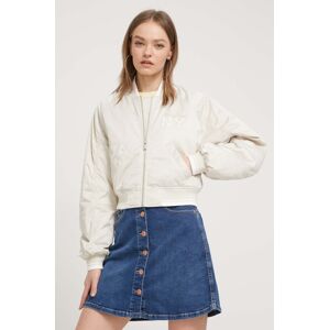 Bomber bunda Tommy Jeans béžová barva, zimní, oversize