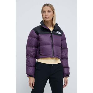 Péřová bunda The North Face NUPTSE SHORT dámská, fialová barva, zimní