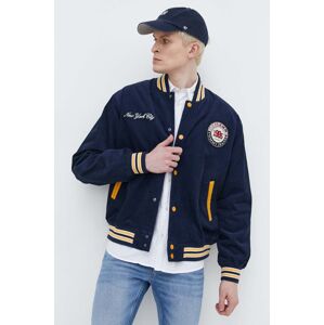 Manšestrová bunda typu bomber Tommy Jeans Archive Games tmavomodrá barva, DM0DM19535