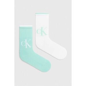 Ponožky Calvin Klein Jeans 2-pack dámské, tyrkysová barva